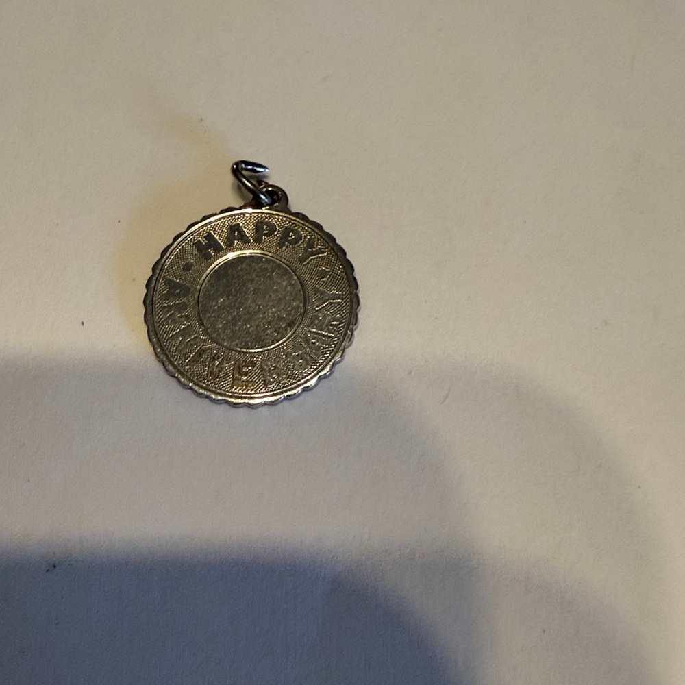 Silver tone Happy Anniversary Charm
